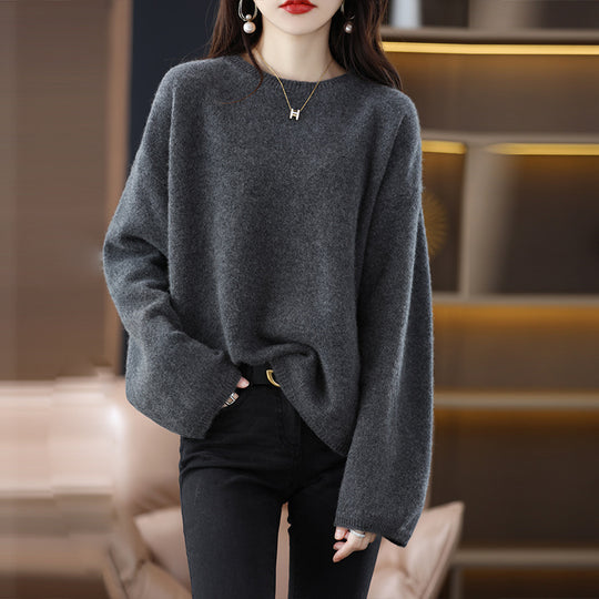 Damen Oversized Strickpullover mit weitem Schnitt und langen Ärmeln EB