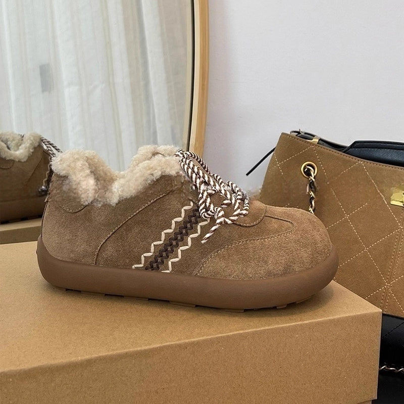 Damen Kuschelige Hausschuhe aus hochwertigem Wildleder mit flauschigem Innenfutter EB