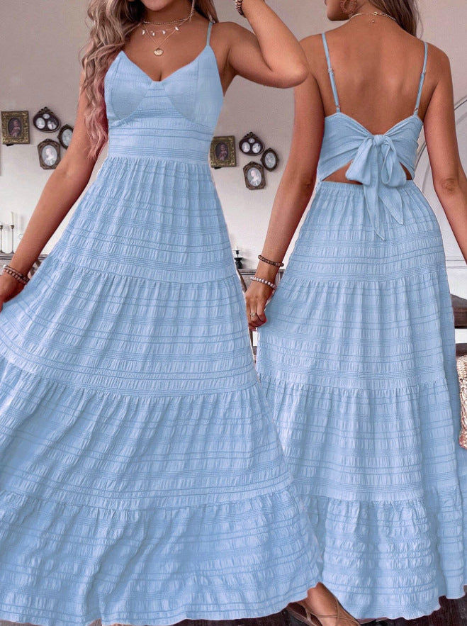 Damen Maxikleid mit schwingendem Rock und zarten Spaghettiträgern EB