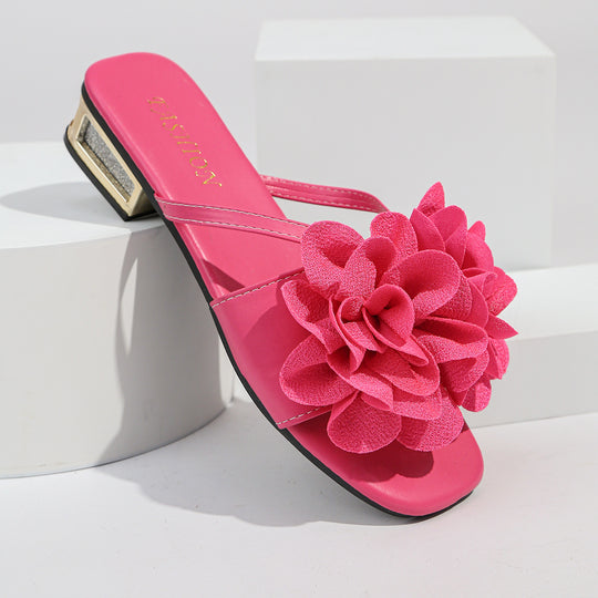 Damen Sandalen mit auffälligem Blumenapplikation und komfortablem Fußbett EB