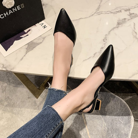 Damen Slingback-Pumps mit spitzer Zehenpartie und quadratischem Absatz EB