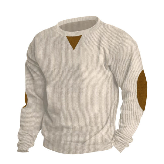 Damen lässiger Strickpullover mit eleganten Kunstleder-Details EB