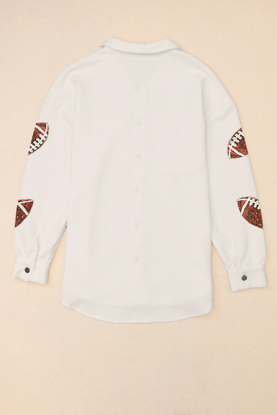 Damen Sportliche Overshirt-Jacke mit strukturierten Football-Applikationen EB
