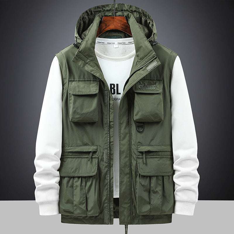 Herren  multifunktionale Fieldjacke mit Kapuze und zahlreichen Taschen EB