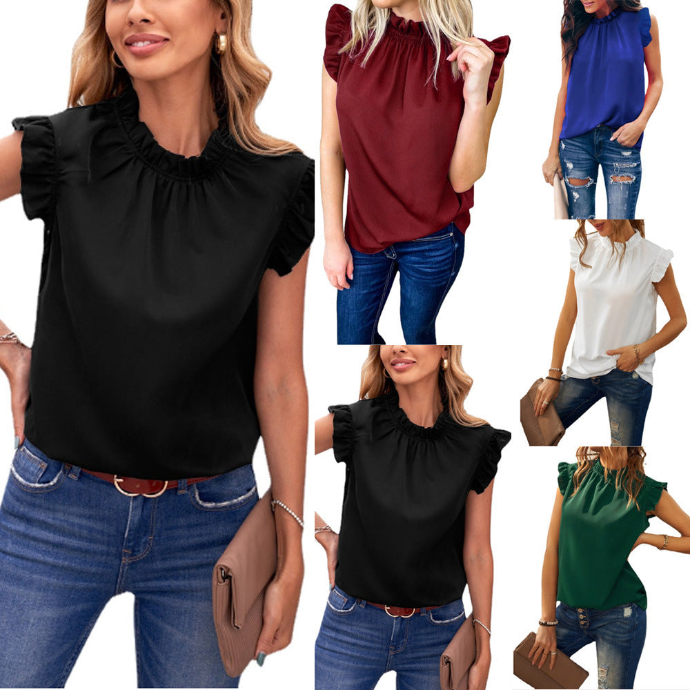 Damen elegante Bluse mit Rüschendetails EB