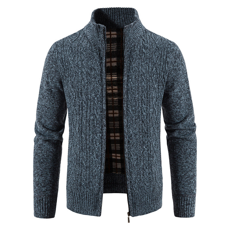 Herren Strickjacke mit hochschließendem Kragen und strukturiertem Design EB