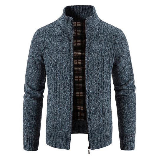 Herren Strickjacke mit hochschließendem Kragen und strukturiertem Design EB