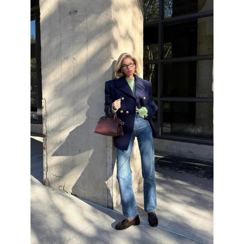 Damen Wollmantel mit doppeltem Knopfverschluss und elegance Schnitt EB