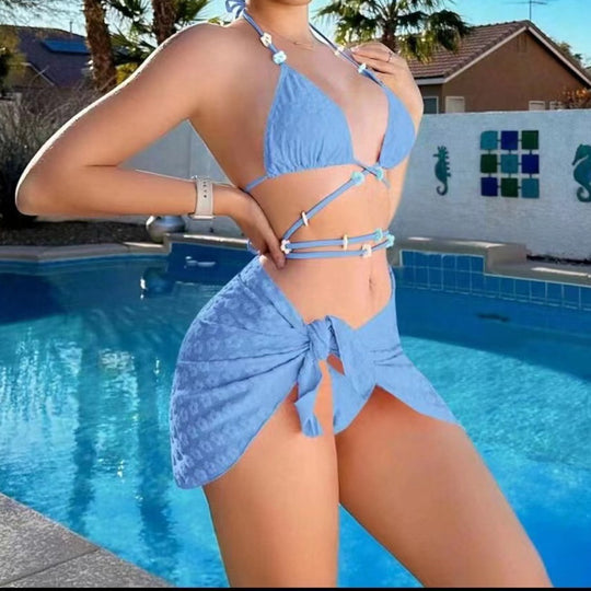 Damen Triangel-Bikini mit modischem Wickelrock EB