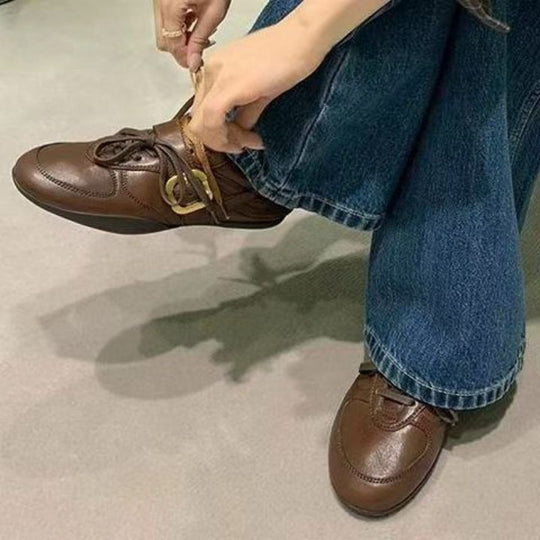 Damen elegante Schnürschuhe mit modischer Schnalle EB