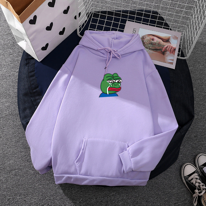 Unisex nan relaxed-fit Kapuzenpullover mit weichem Fleece-Futter, Kängurutasche und gesticktem Frosch-Emblem EB