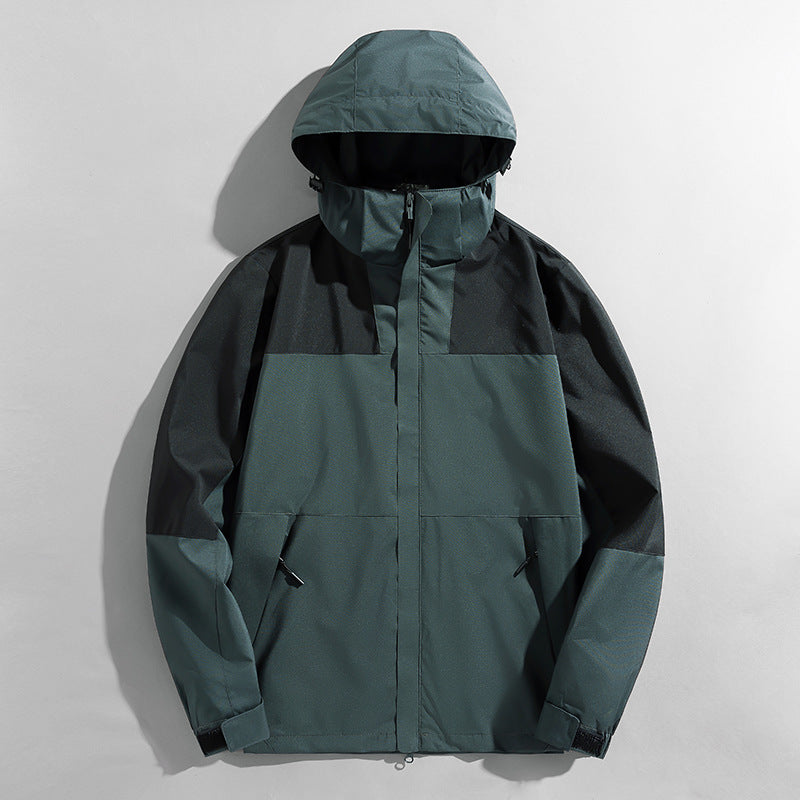 Herren dreilagige Shelljacke mit verschweißten Nähten verstellbarer Kapuze und winddichter Front EB