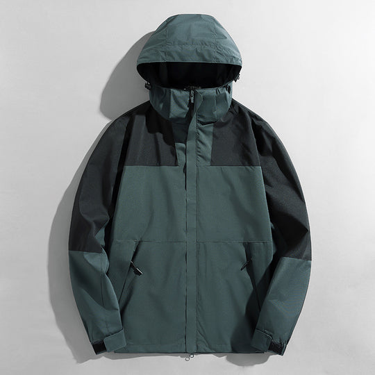 Herren dreilagige Shelljacke mit verschweißten Nähten verstellbarer Kapuze und winddichter Front EB