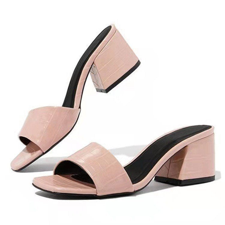 Damen modische Mules mit blockiertem Absatz EB