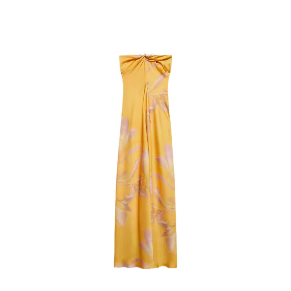 Damen Maxi-Kleid mit eleganter Drapierung und floralem Muster EB