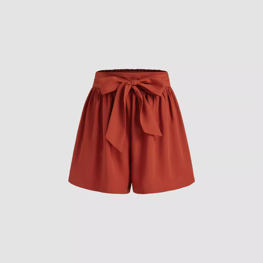 Damen Modische Wickelhose mit Bindegürtel EB