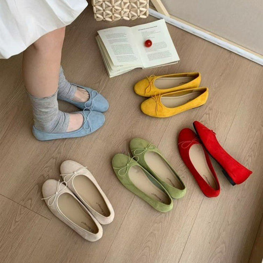 Damen elegante Ballerinas mit dekorativer Schleife EB