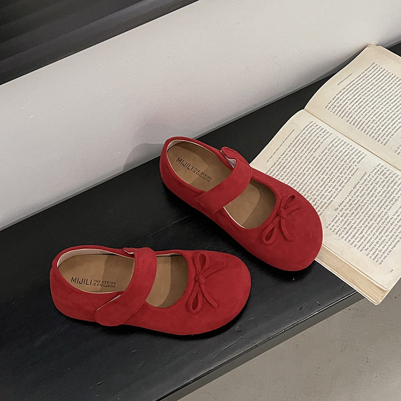 Damen Ballerinas mit praktischem Klettverschluss und verspieltem Schleifendetail EB