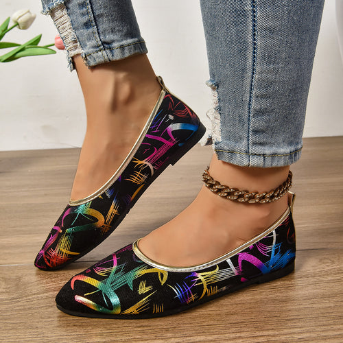 Damen elegante Ballerinas mit buntem Design EB