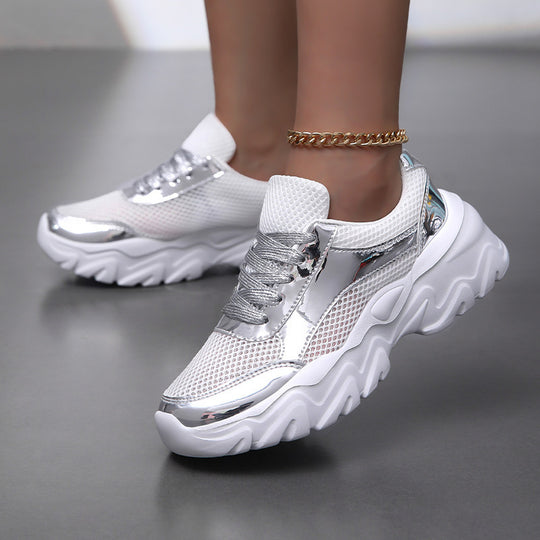 Damen Sportliche Sneakers mit metallischer Oberfläche und optimaler Dämpfung EB