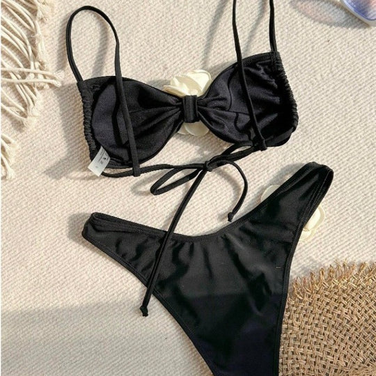 Damen Bandeau-Bikini mit floralen Details EB