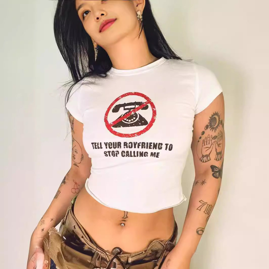 Damen Crop-T-Shirt mit Ihrem kreativen Spruch EB