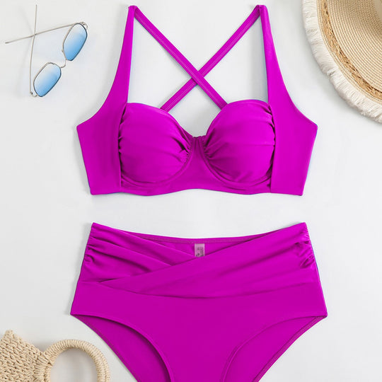 Damen Hochwertiger Bikini mit gerafftem Oberteil EB
