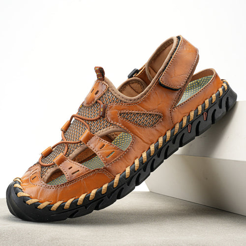 Damen Sportliche Leder-Sandalen mit atmungsaktiven Einsätzen und rutschfester Sohle EB