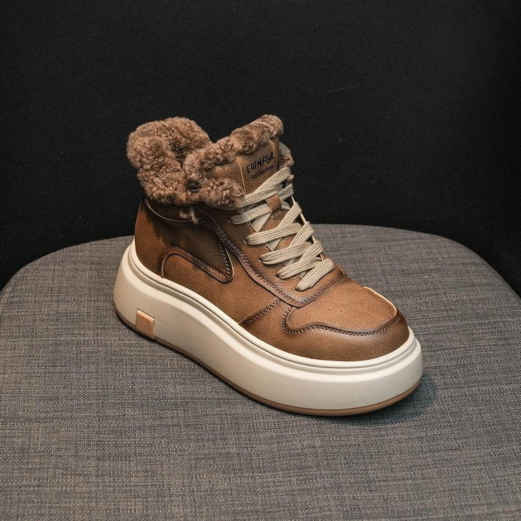 Damen High-Top Sneakers mit kuscheligem Fellrand und dämpfender Sohle EB