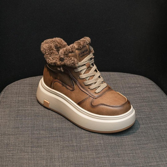 Damen High-Top Sneakers mit kuscheligem Fellrand und dämpfender Sohle EB