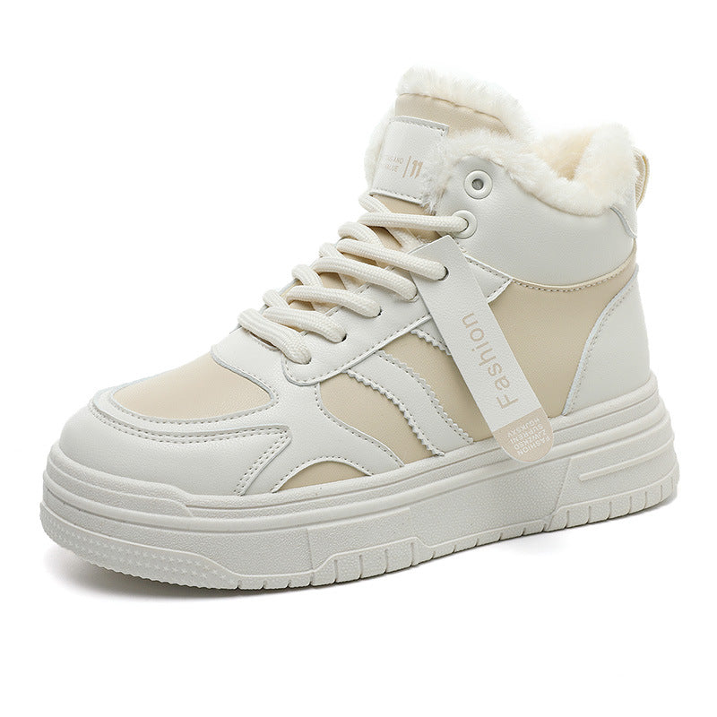Damen Hochflorige Sneaker aus robustem Kunstleder mit weichem Innenfutter EB