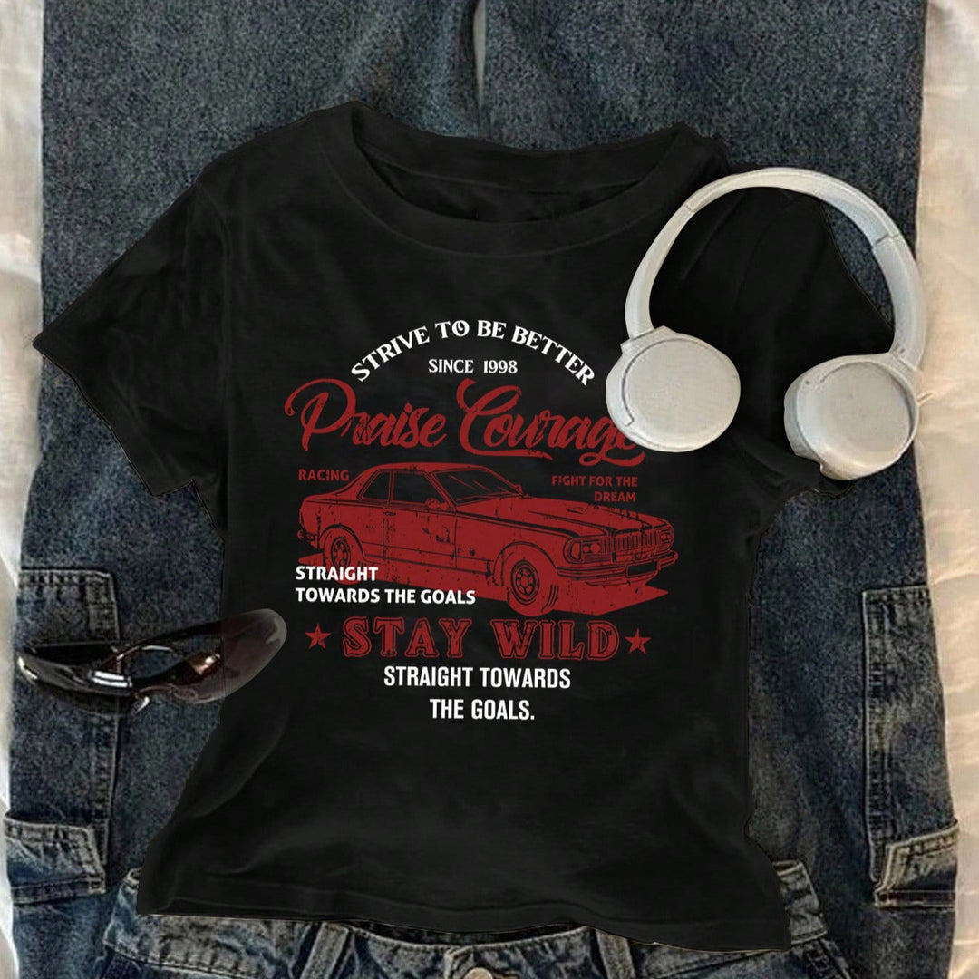 Damen T-Shirt mit kreativem Druck und lässigem Schnitt EB