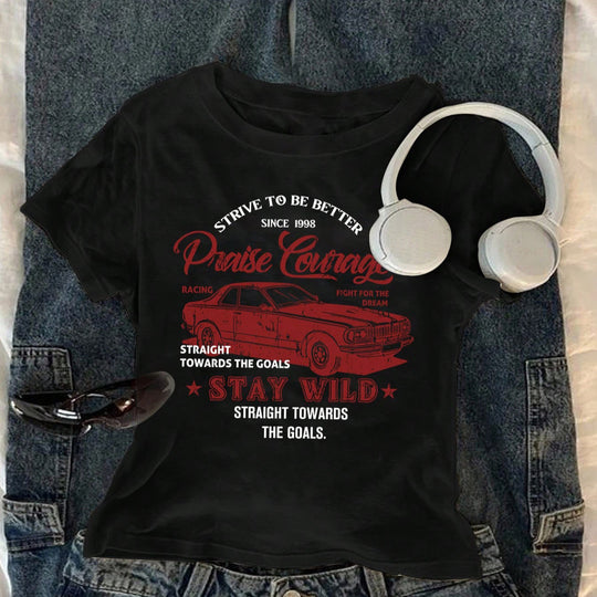 Damen T-Shirt mit kreativem Druck und lässigem Schnitt EB