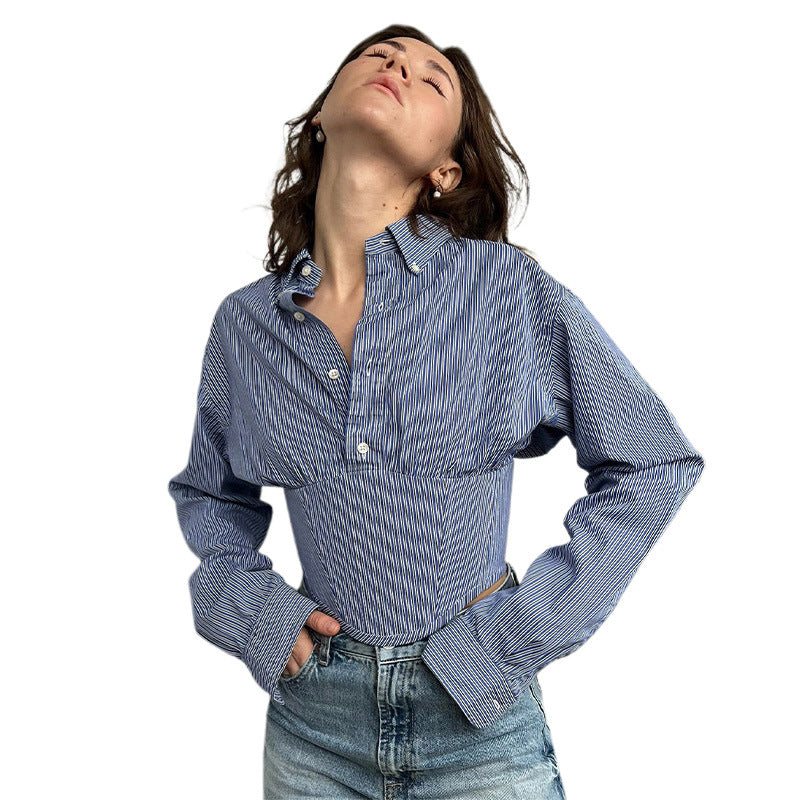 Damen Hemdbluse mit innovativem Schnitt und strukturierten Ärmeln EB