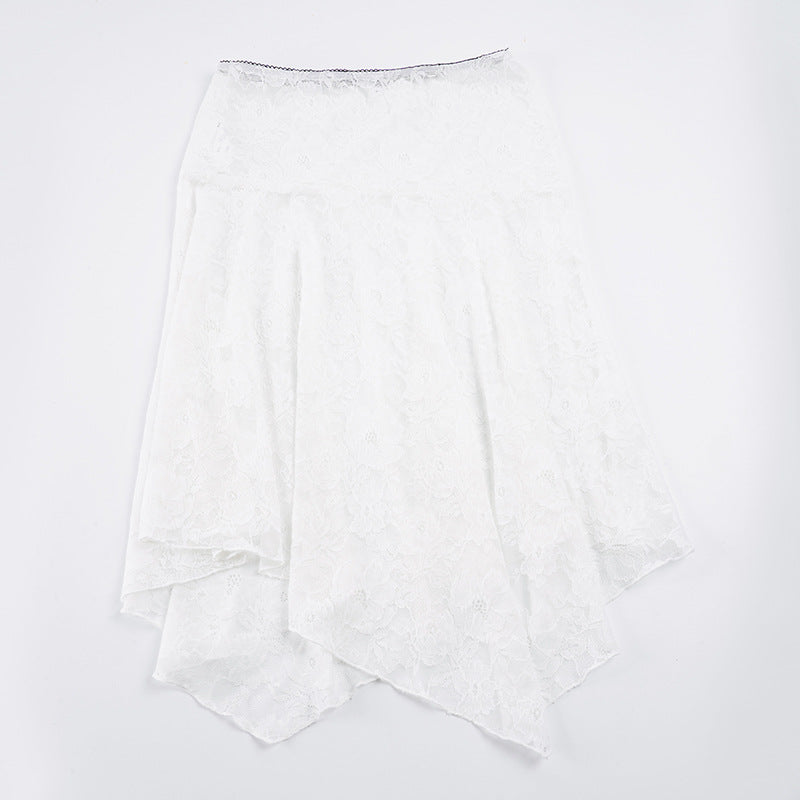 Damen eleganter Spitzenrock mit asymmetrischem Schnitt EB