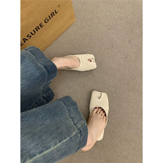Damen atmungsaktive Mules mit elegantem Rüschendesign EB