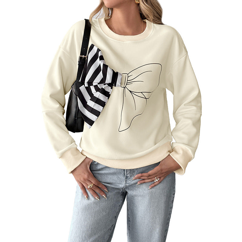 Damen Sweatshirt mit einzigartigem Schleifenmotiv EB