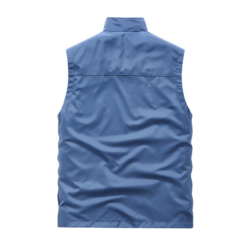 Herren Ärmellose Softshell‑Weste mit Zweiwege‑Reißverschluss und Multifunktions‑Taschen EB