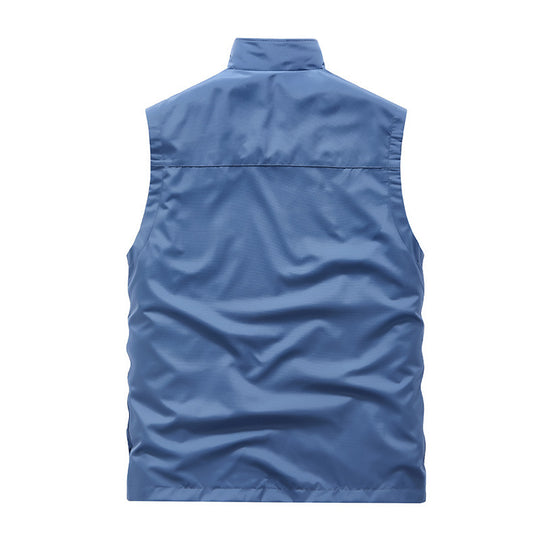 Herren Ärmellose Softshell‑Weste mit Zweiwege‑Reißverschluss und Multifunktions‑Taschen EB