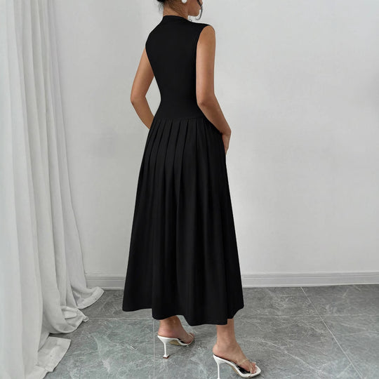 Damen Elegantes Maxikleid mit Plissee-Details EB