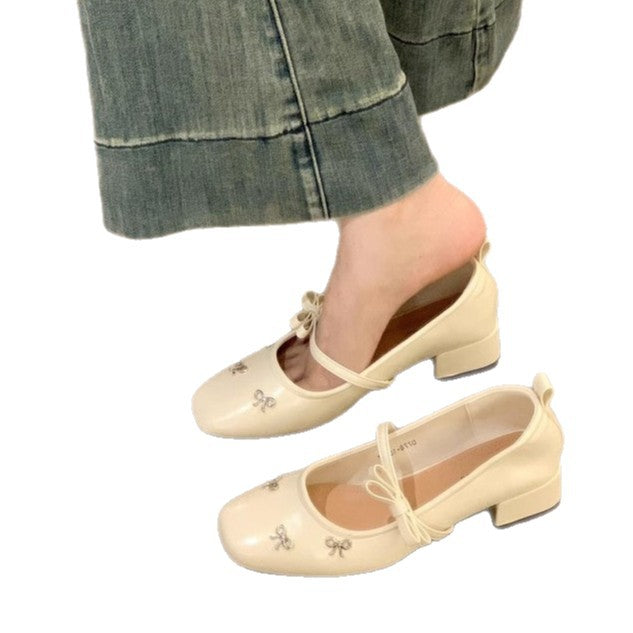 Damen elegante Ballerinas mit modischem Schleifendetail EB