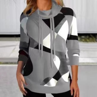Damen Kapuzenpullover mit geometrischem Muster und hoher Passform EB