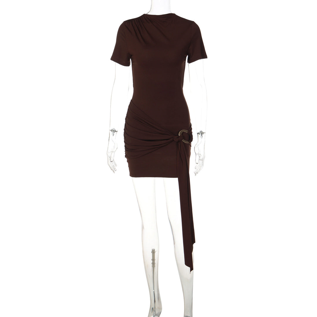 Damen Figurbetontes Kleid mit Drapierung und Schlaufe EB