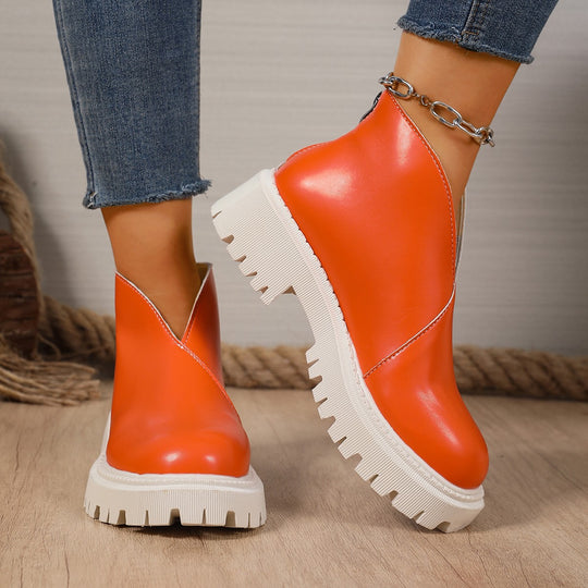 Damen Modische Chelsea-Boots mit trendigem Plateau und rutschfester Sohle EB