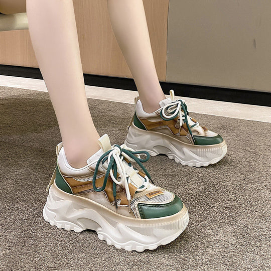 Damen Modische Chunky Sneakers mit atmungsaktiver Mesh-Oberfläche und robustem Profil EB