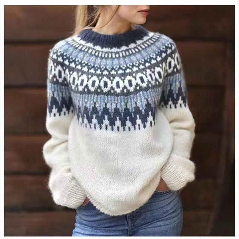 EB | Warmer Strick Damenpullover mit Kragen