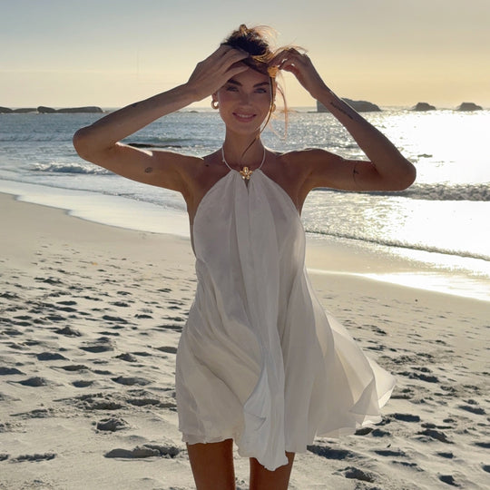 Damen Luftiges Maxikleid mit verstellbaren Trägern und elegantem Dekolleté EB