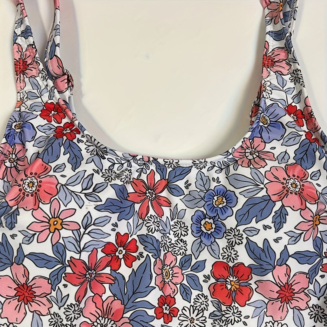 Damen Floral Design Badeanzug mit Wickelrock EB