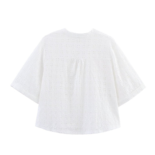Damen luftiges Set mit broderie anglaise und weit geschnittenem Oberteil EB