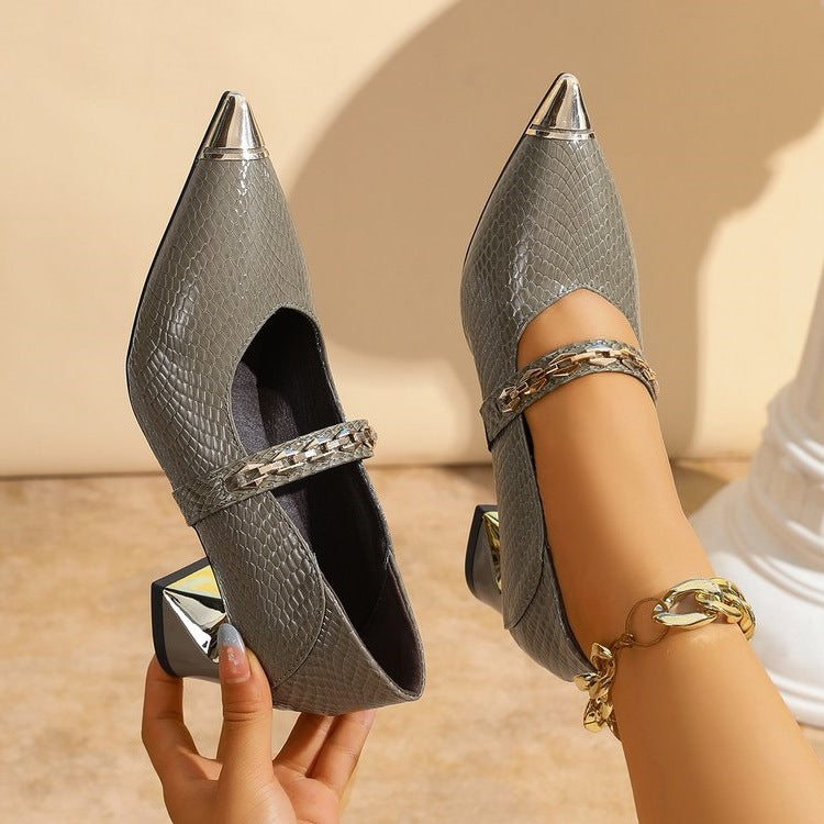 Damen elegante Slingback-Pantoletten mit modischer Kettenverzierung EB
